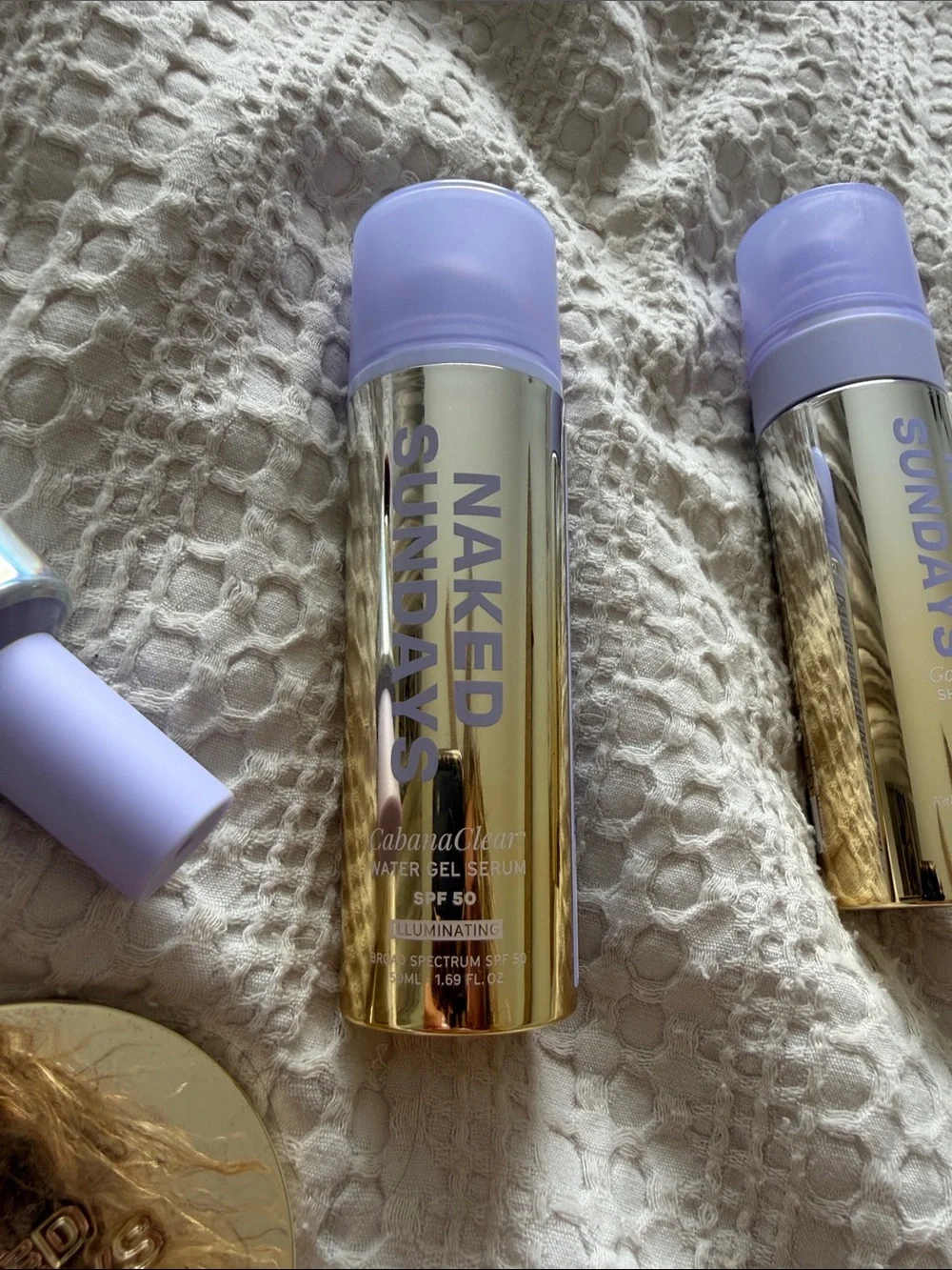 sundays Lavender & shimmer Glow spf Set with Brush and mirror